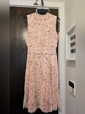 Nanette Lepore pleated speckled confetti midi dress Sz12